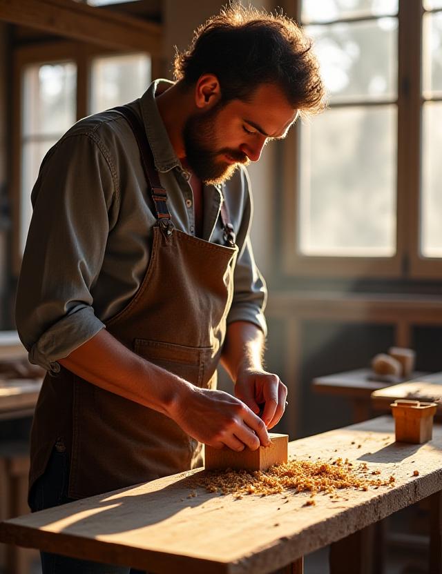 Artigiano al lavoro nel laboratorio di Roma
